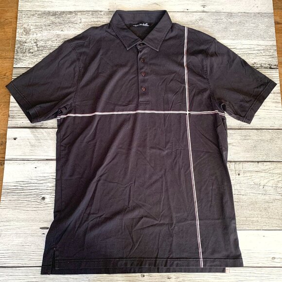 Travis Mathew Black and White Polo Shirt Minimalist Design - Picture 1 of 7